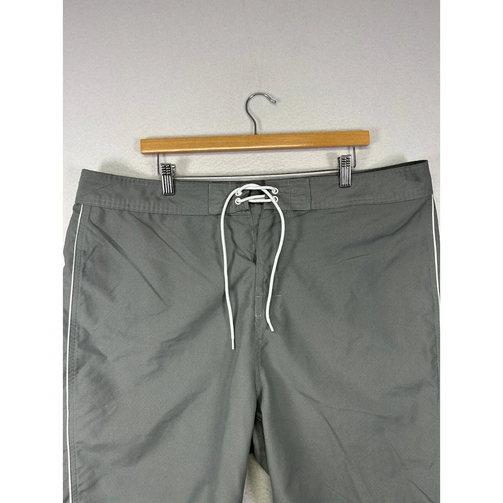 Surf Beach Old Navy Mens 40 Gray Board Shorts‎ White Piping Swim Trunks 6897